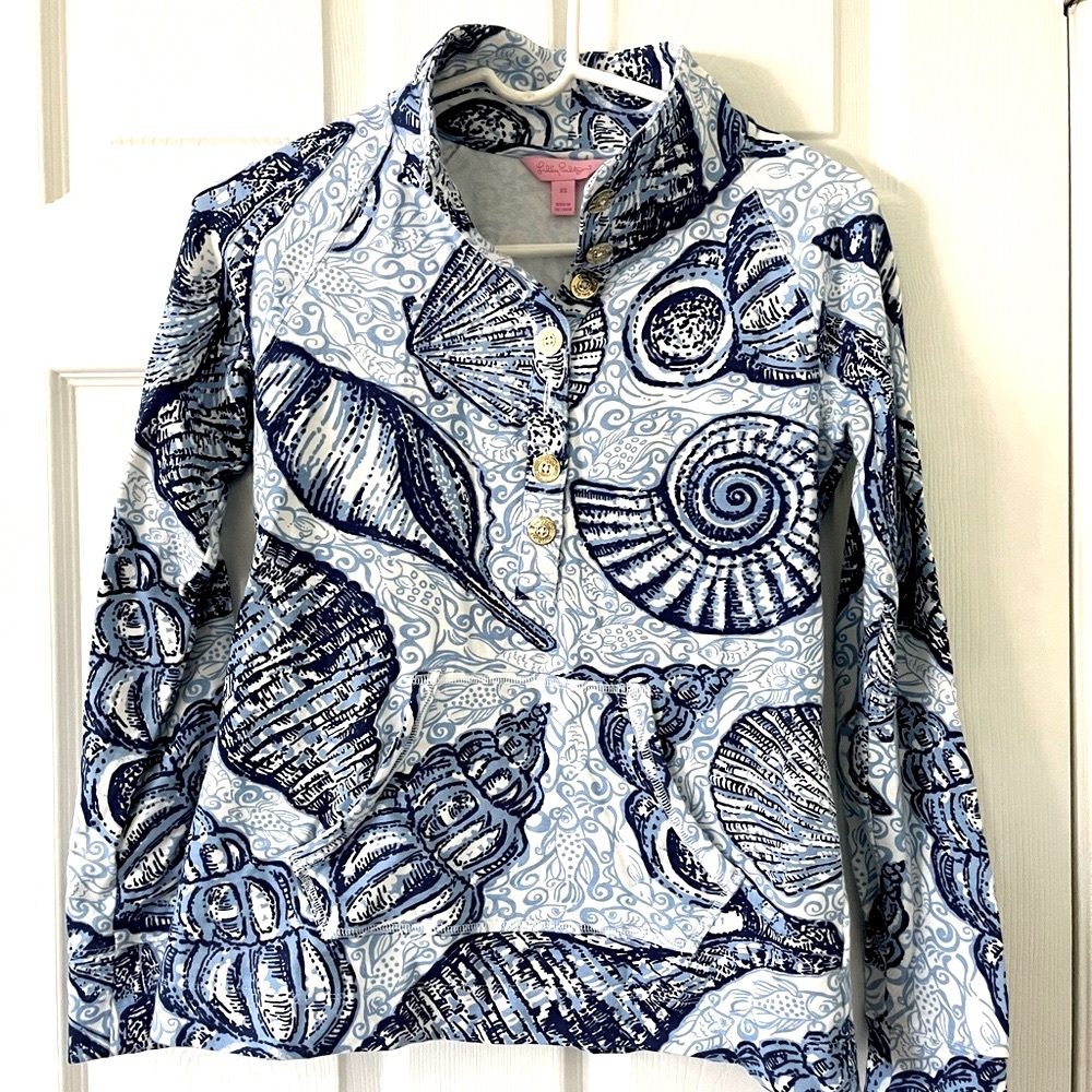 Lilly Pulitzer blue seashell sweatshirt